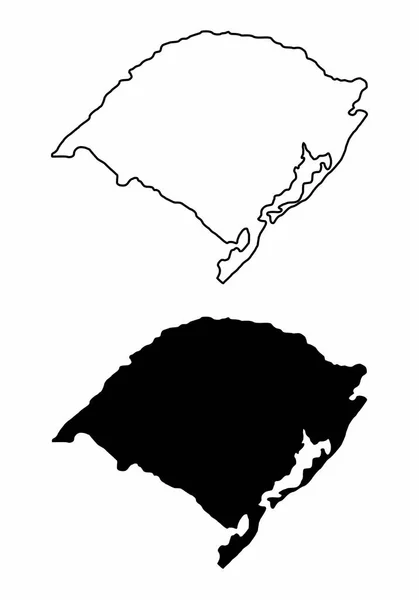 巴西南里约格朗德州的黑白地图 — 图库矢量图片