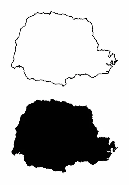 Mappe Bianco Nero Dello Stato Parana Brasile — Vettoriale Stock