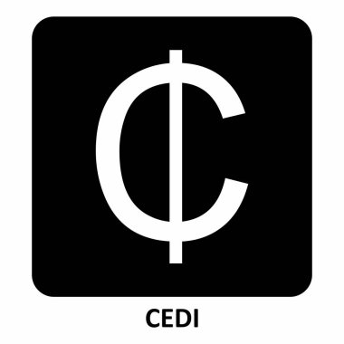 Siyah beyaz Ganalı Cedi para birimi sembolü.