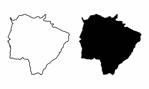 Mapas Blanco Negro Del Estado Mato Grosso Sul Brasil — Vector de stock