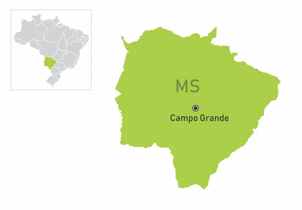 Mato Grosso do Sul Devlet haritası çizimi — Stok Vektör