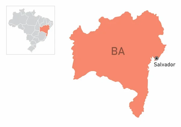 Bahia Eyalet harita illüstrasyon — Stok Vektör
