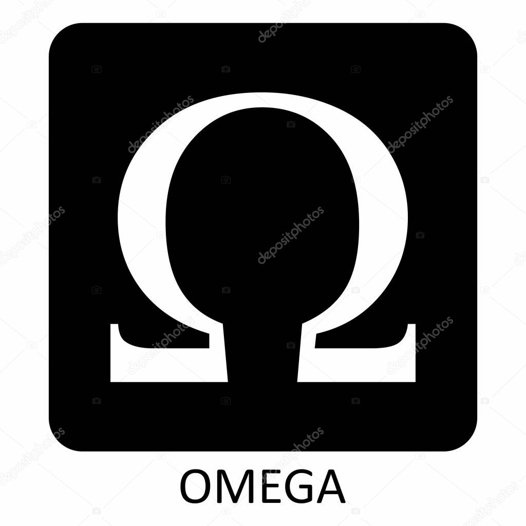 The illustration of a black and white Omega symbol