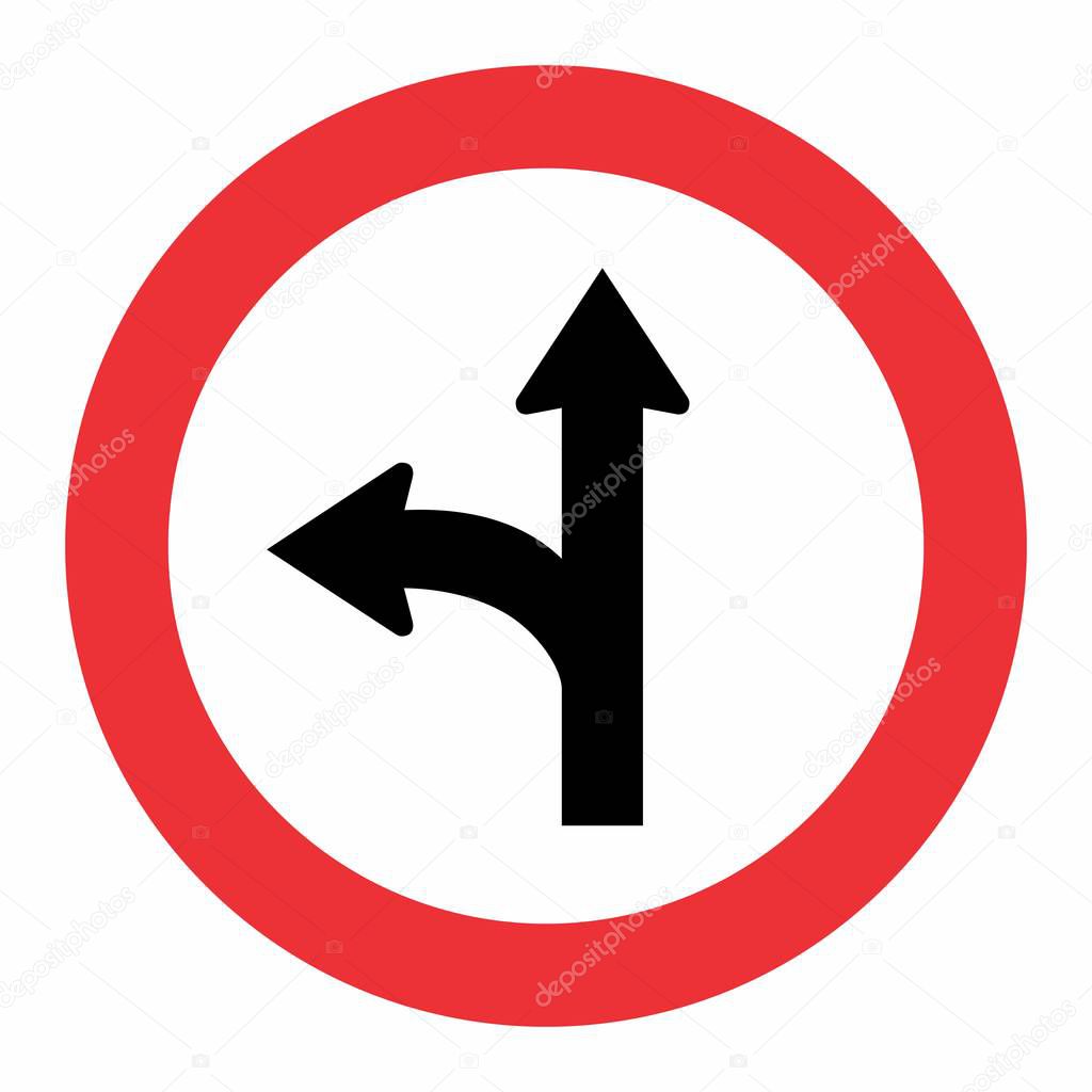 Fork Left Traffic Sign