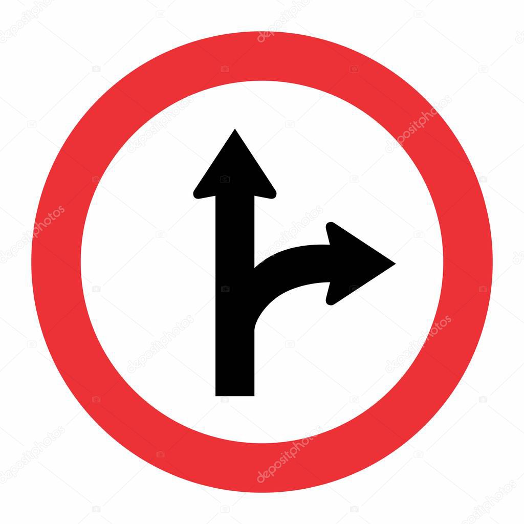 Fork Right Traffic Sign