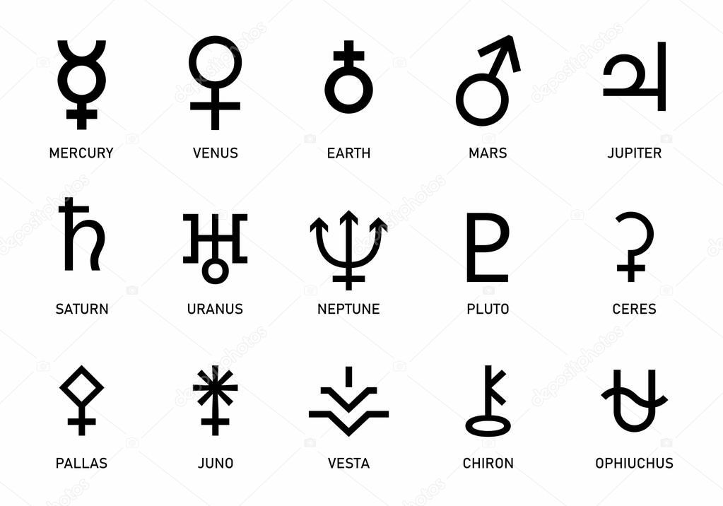 Set of planets symbols