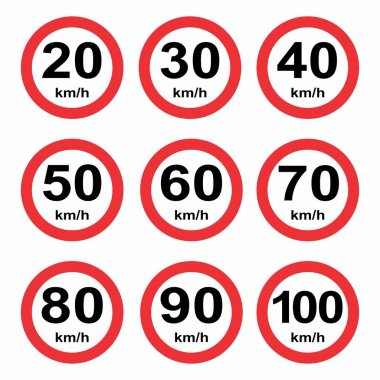 Set speed limit signs clipart