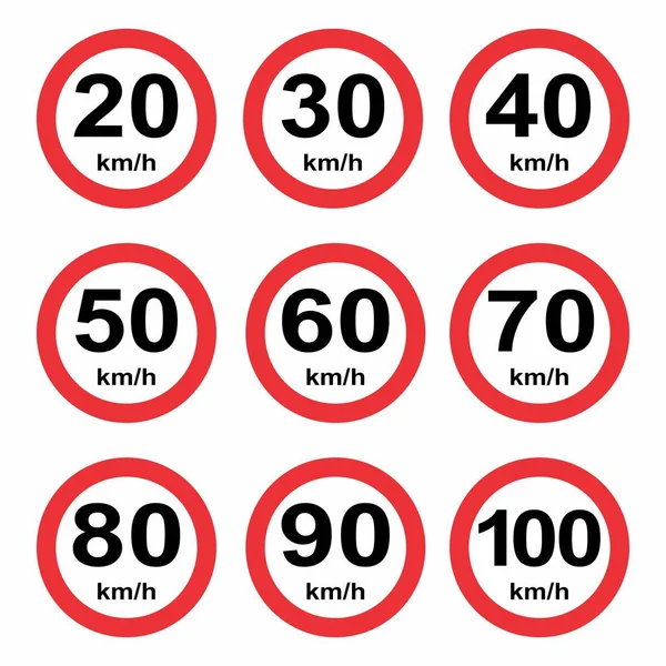 Set speed limit signs — Stock Vector