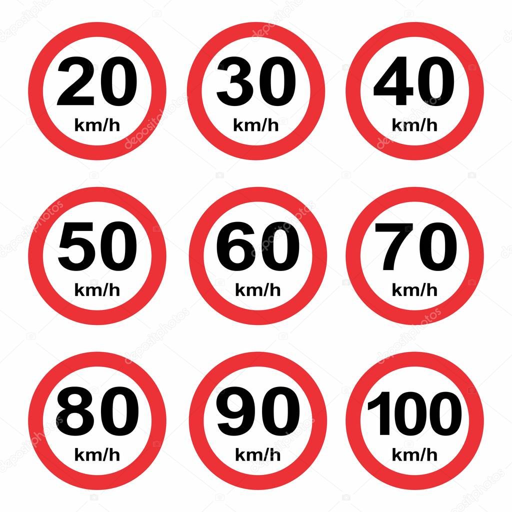 Set speed limit signs