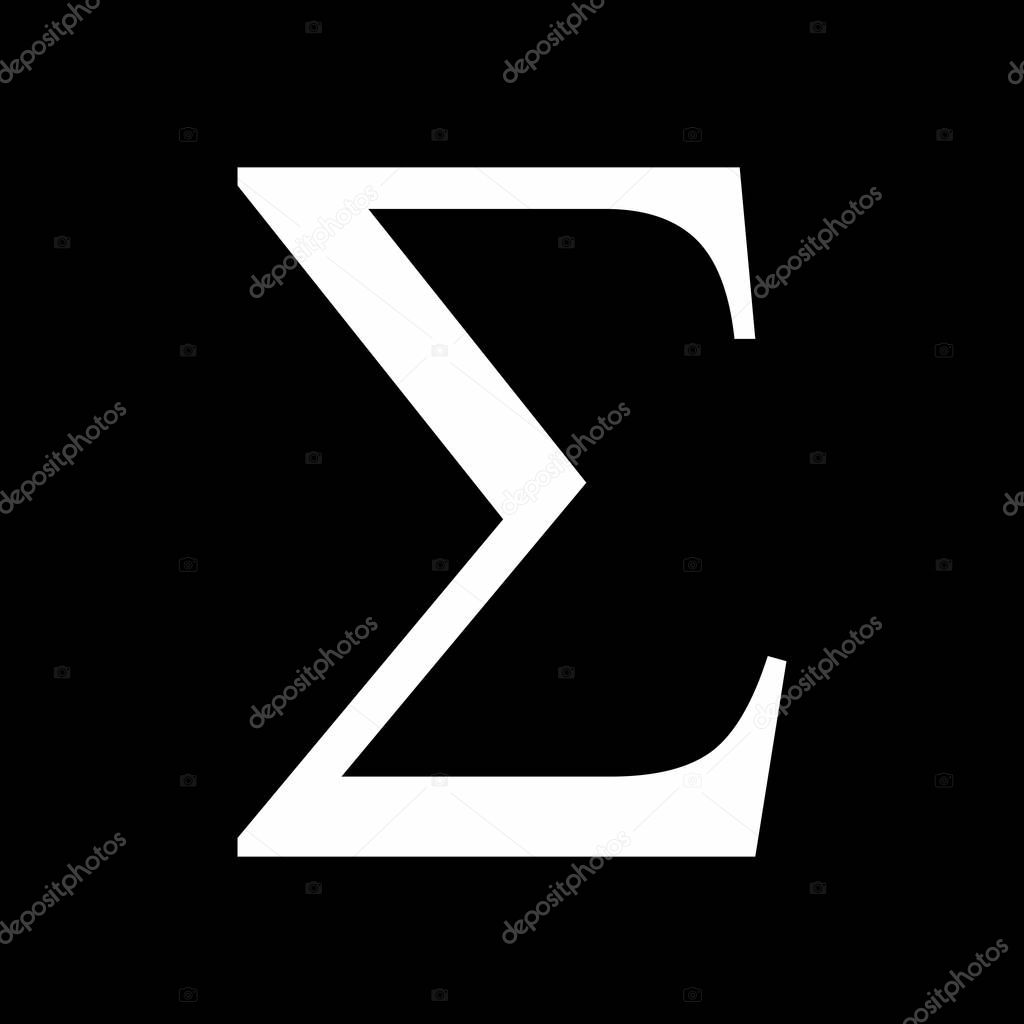 Illustration of Sigma greek sign on dark background
