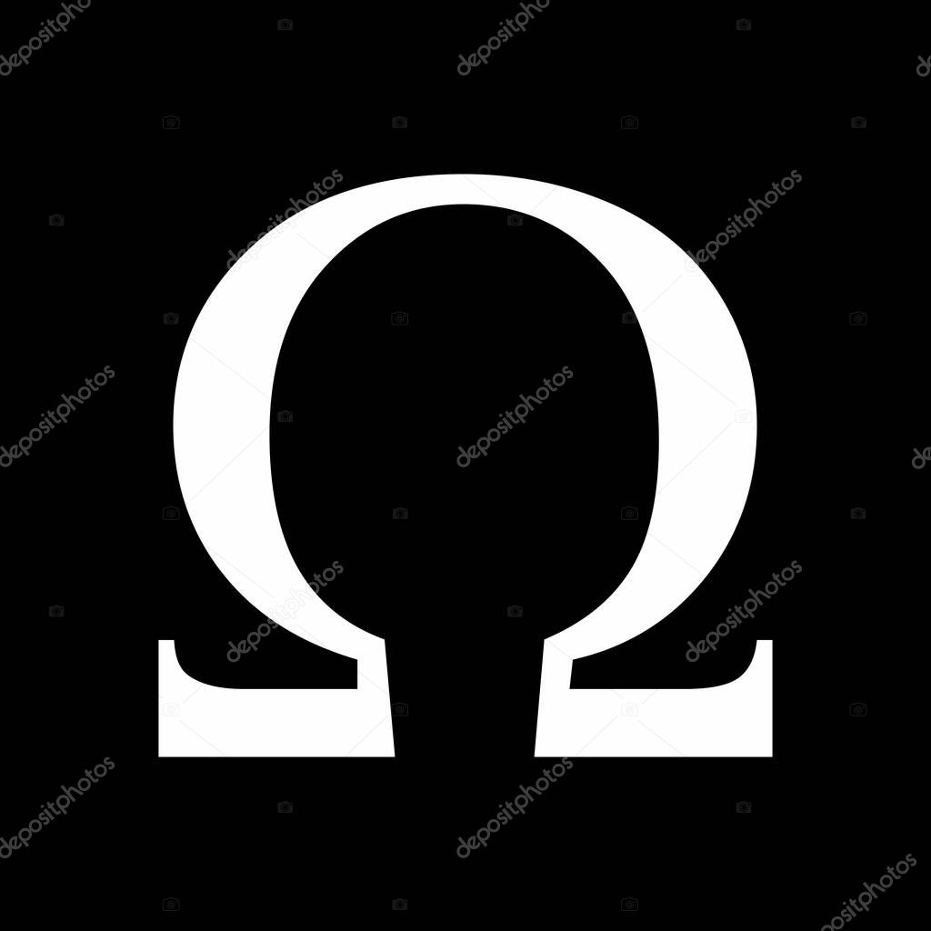 Illustration of Omega greek sign on dark background