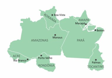 Brazil north region map clipart