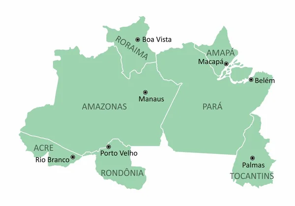 ブラジル北部地域のマップ — ストックベクタ