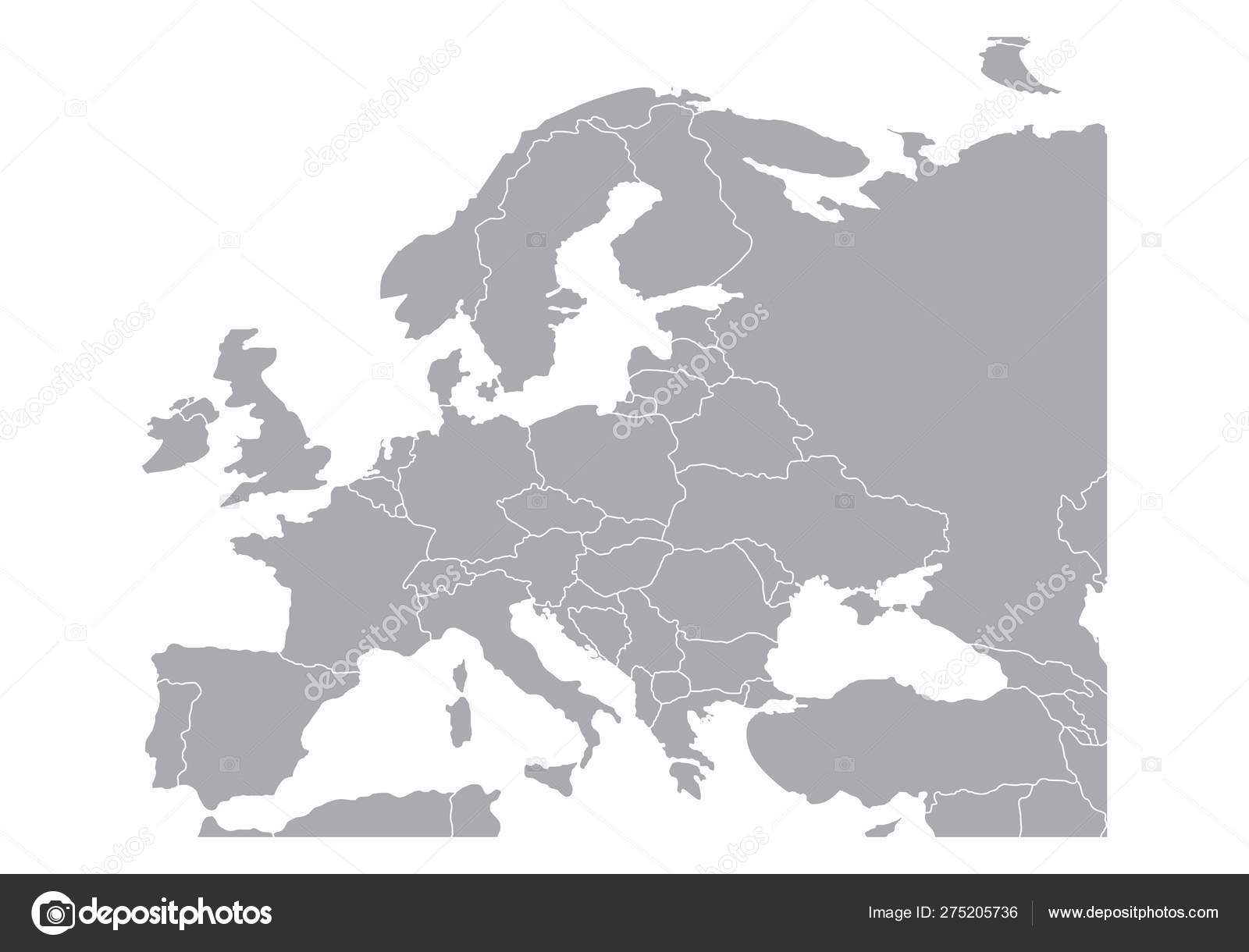 Map Of Europe Grey Europe Gray Map Stock Vector Image By ©Luisrftc #275205736