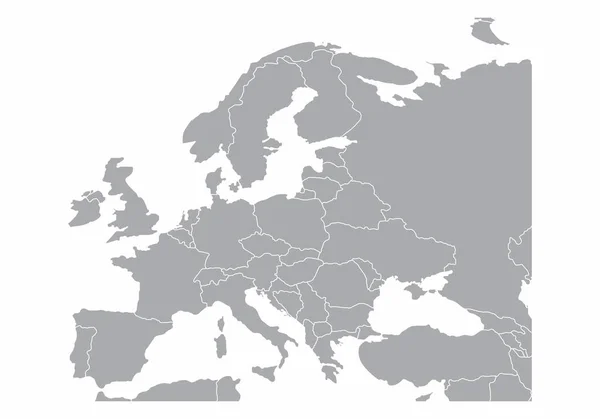 유럽 회색 지도 — 스톡 벡터