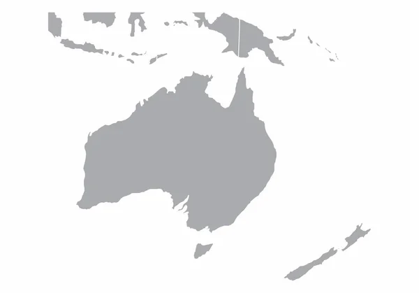 Peta abu-abu Oceania - Stok Vektor