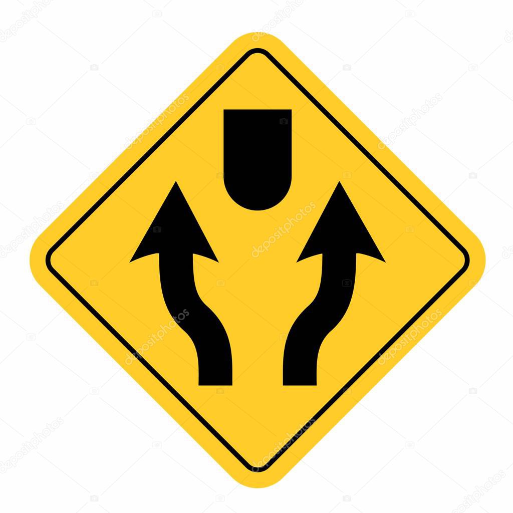 Divided lanes traffic sign