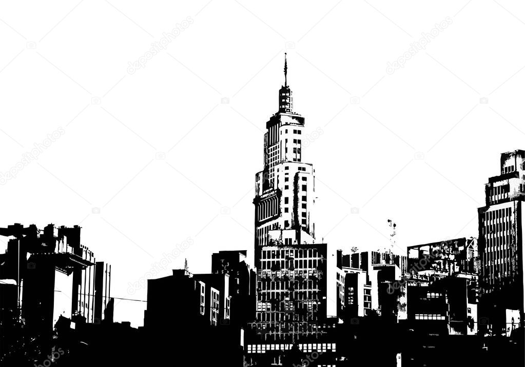 Sao Paulo skyline sketch illustration