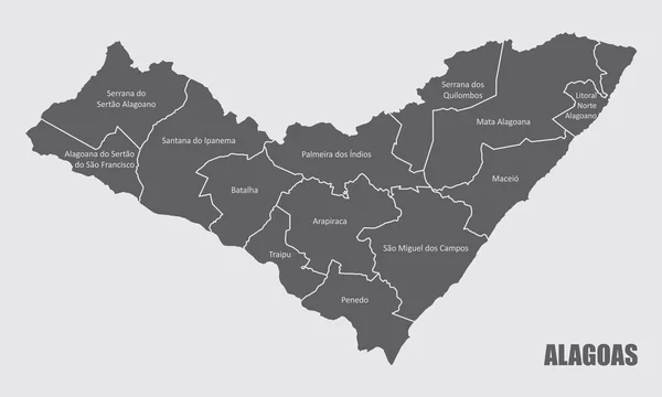 Mapa de regiones del Estado de Alagoas — Vector de stock