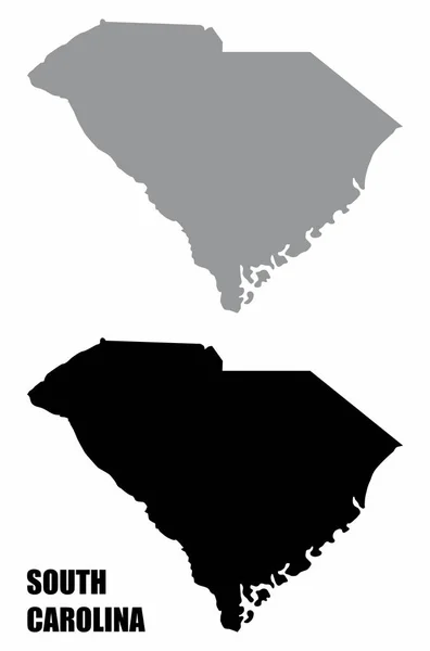 Carolina do Sul mapas silhueta do estado — Vetor de Stock