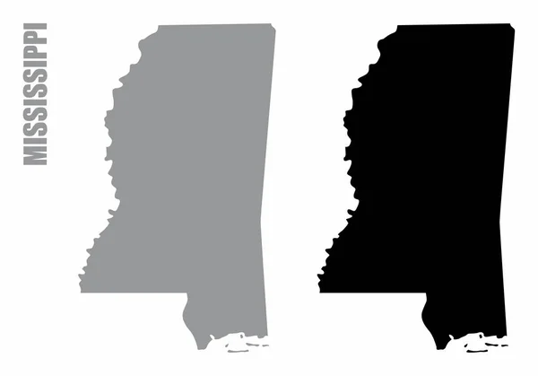 Mapas de silueta del estado de Mississippi — Vector de stock