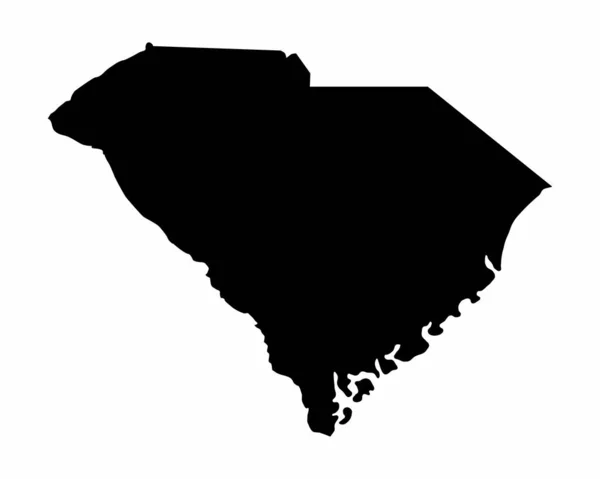 Dél-Karolina Silhouette Térkép — Stock Vector