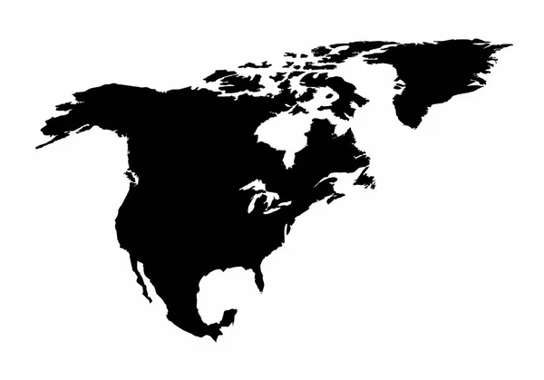 Mappa silhouette nord america — Vettoriale Stock