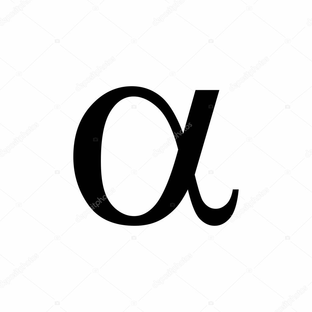 Black Alpha symbol isolated on white background