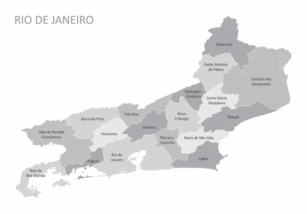 Rio de Janeiro Eyalet bölgeleri haritası — Stok Vektör