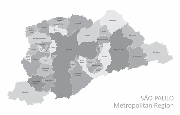 Mapa da região metropolitana de São Paulo —  Vetores de Stock
