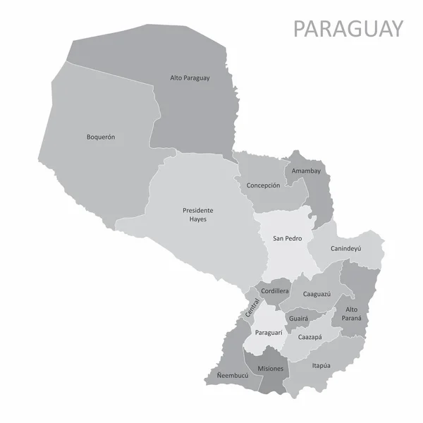 Mapa de Paraguay regiones — Archivo Imágenes Vectoriales