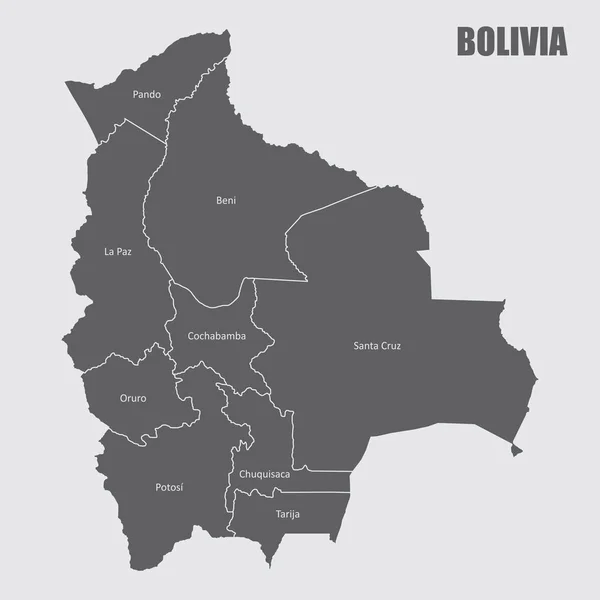 Bolívia mapa das regiões —  Vetores de Stock