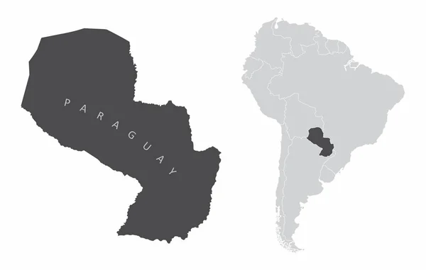 巴拉圭地图及其在南美洲的位置 — 图库矢量图片