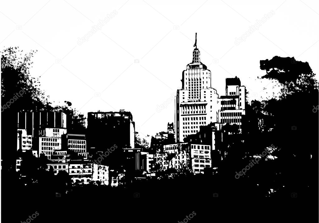 Sao Paulo skyline sketch illustration