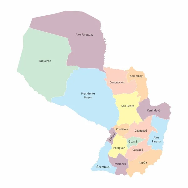 Karte der paraguayischen Regionen — Stockvektor