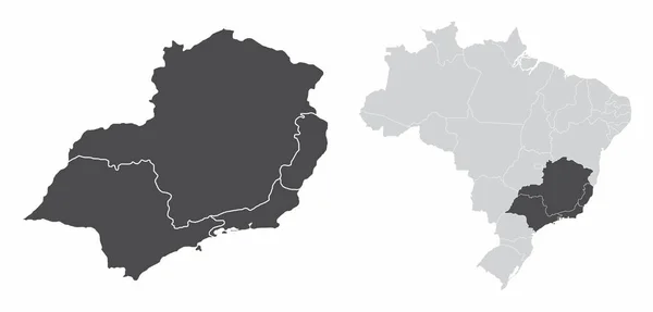 巴西东南部地区 — 图库矢量图片