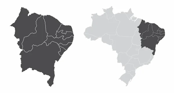 Región Noreste de Brasil — Vector de stock