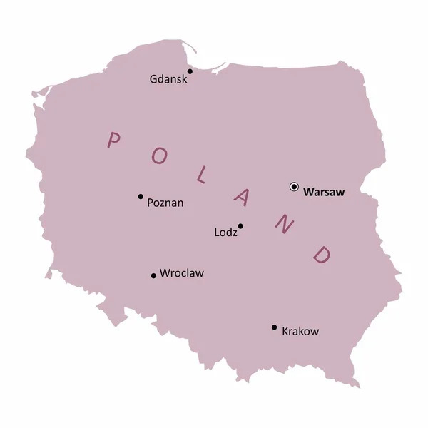 Polska mapa miast — Wektor stockowy