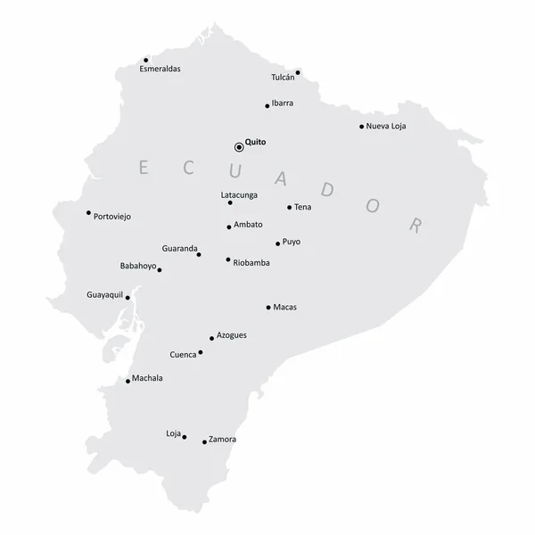 Ekvador şehirleri haritası — Stok fotoğraf