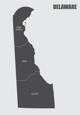 Etiketli Delaware Eyaletinin gri haritası