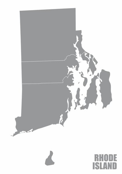 The Rhode Island State county map isolated on white background