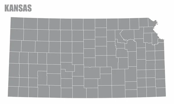 Kansaská Státní Mapa Izolovaná Bílém Pozadí — Stockový vektor