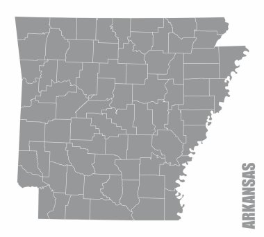 Arkansas eyalet haritası beyaz arka planda izole edildi