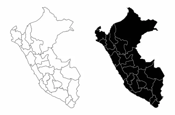 ペルー地域の黒と白の地図 — ストックベクタ