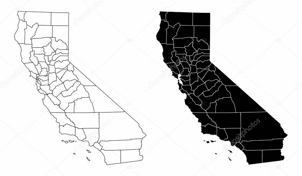 The black and white maps of the California State counties