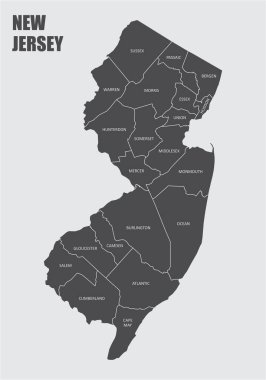 Etiketli New Jersey eyalet haritası