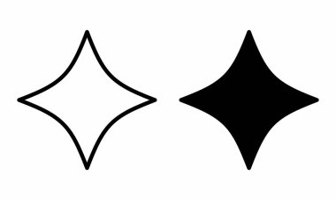 Siyah ve beyaz 4 nokta yıldız simgeleri