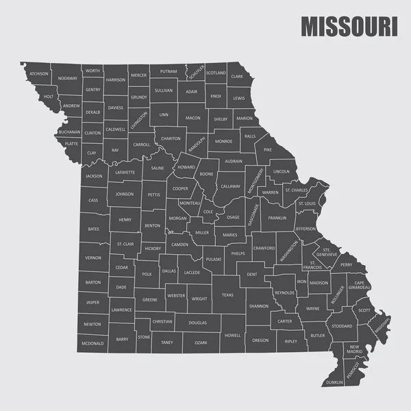 Etiketli Missouri Eyalet Haritası — Stok Vektör