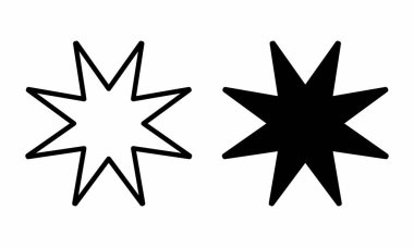 Siyah ve beyaz Sekiz noktalı yıldız simgeleri