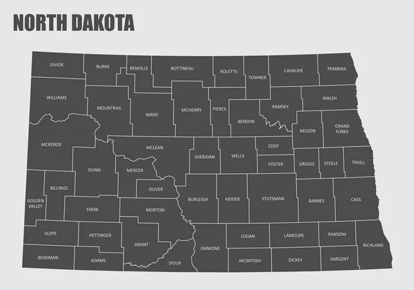 Mapa hrabství Severní Dakota — Stockový vektor